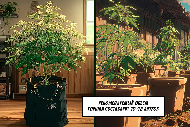 Размер горшка для автоцветущего сорта конопли